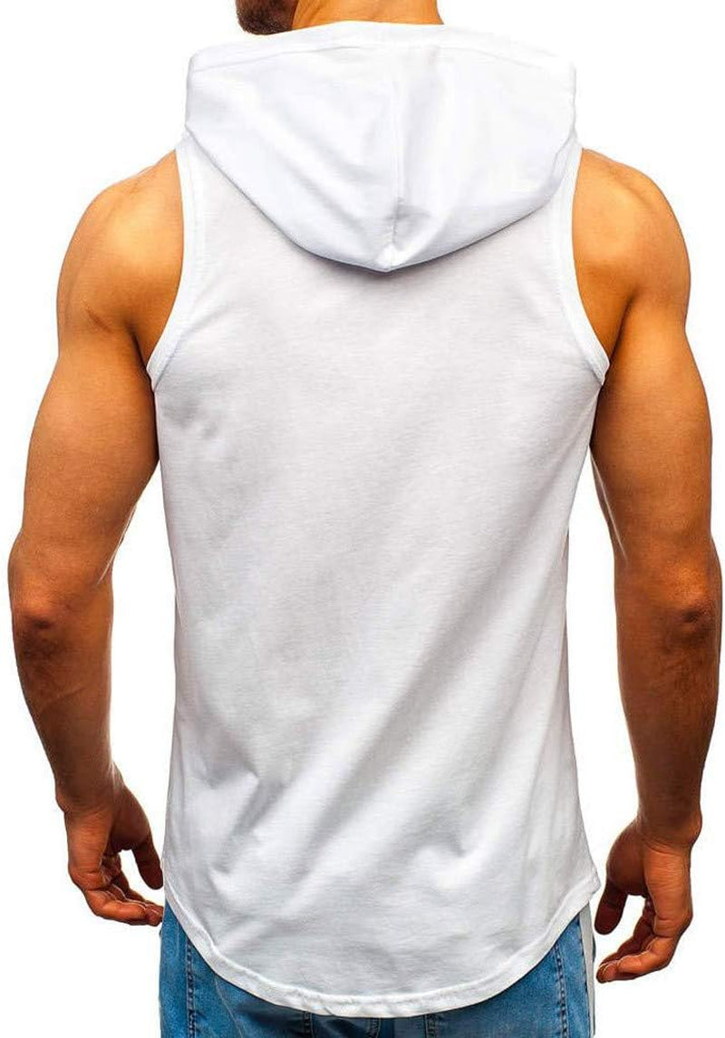 Men Big & Tall Shrink-Less Lightweight Muscle T-Shirt Sleeveless Tank Tops Casual Classic T Shirts(D) White