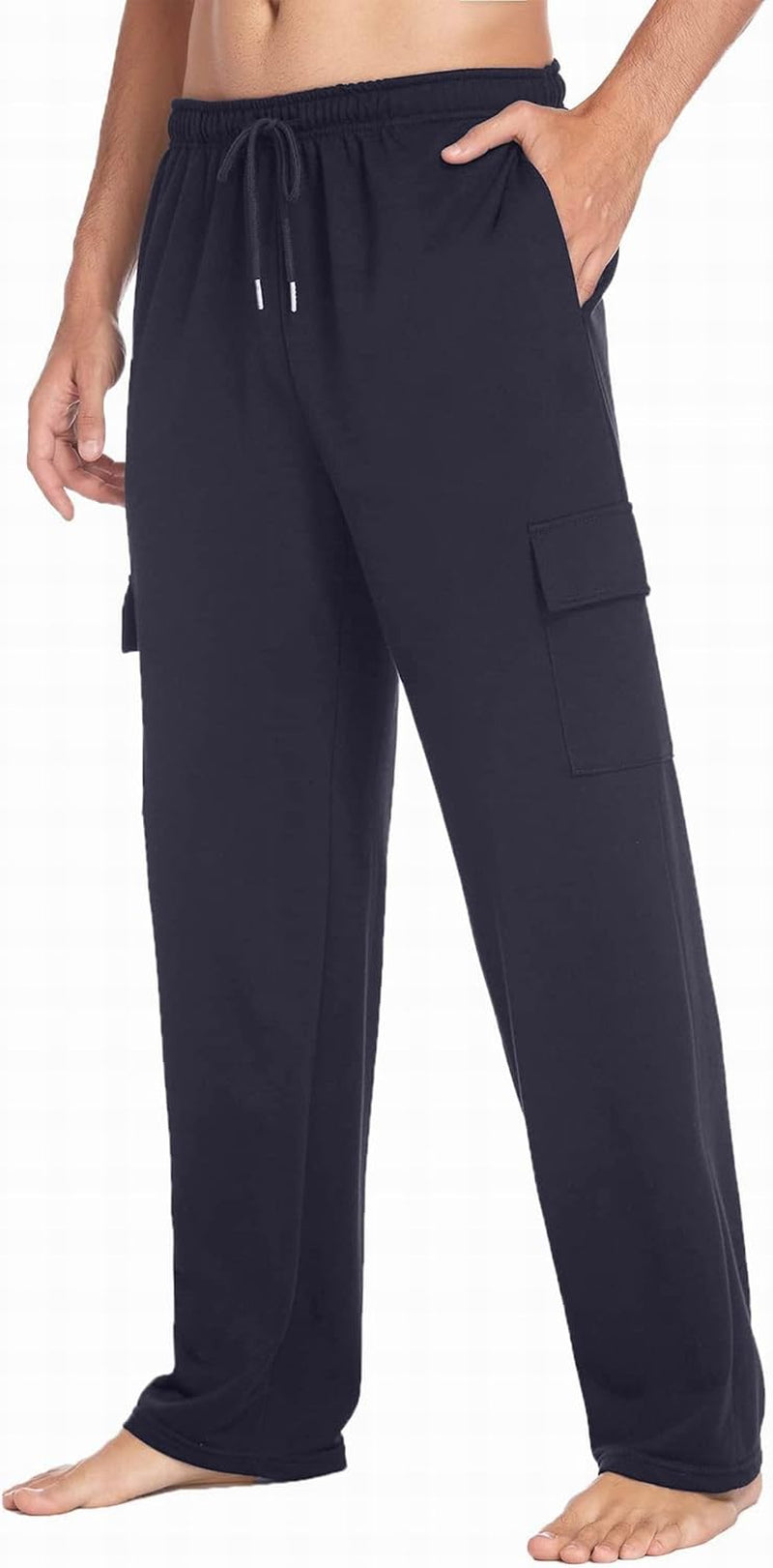 Men'S Cargo Sweatpants Open Bottom Baggy Sweat Pants for Mens Straight Leg Gym Cargo Sweats Lounge Pants with Pockets