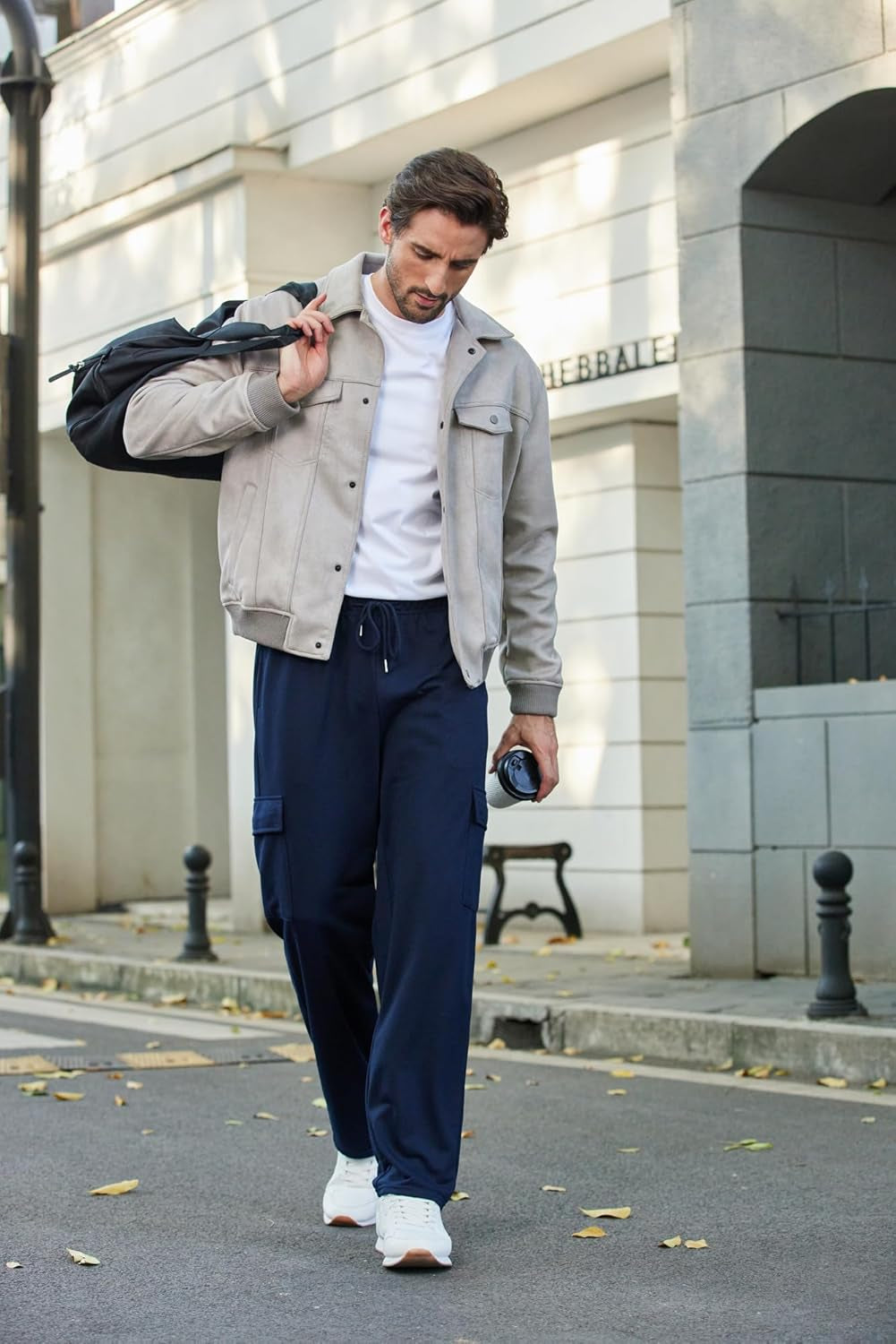 Men'S Cargo Sweatpants Open Bottom Baggy Sweat Pants for Mens Straight Leg Gym Cargo Sweats Lounge Pants with Pockets