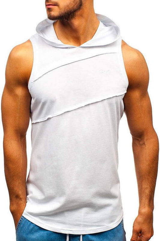 Men Big & Tall Shrink-Less Lightweight Muscle T-Shirt Sleeveless Tank Tops Casual Classic T Shirts(D) White