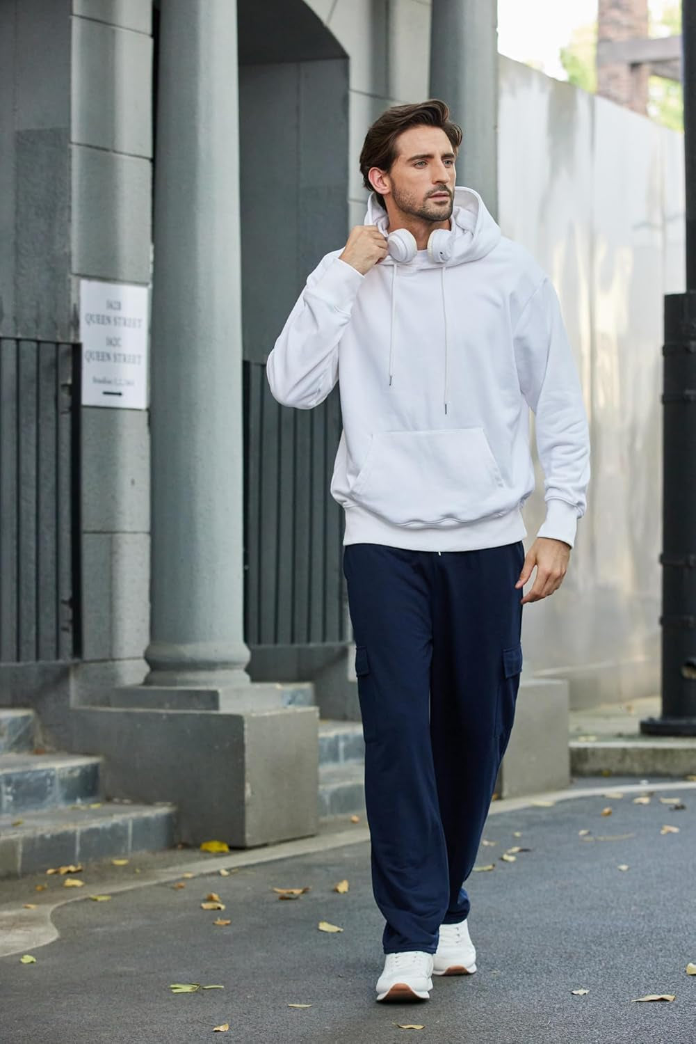 Men'S Cargo Sweatpants Open Bottom Baggy Sweat Pants for Mens Straight Leg Gym Cargo Sweats Lounge Pants with Pockets